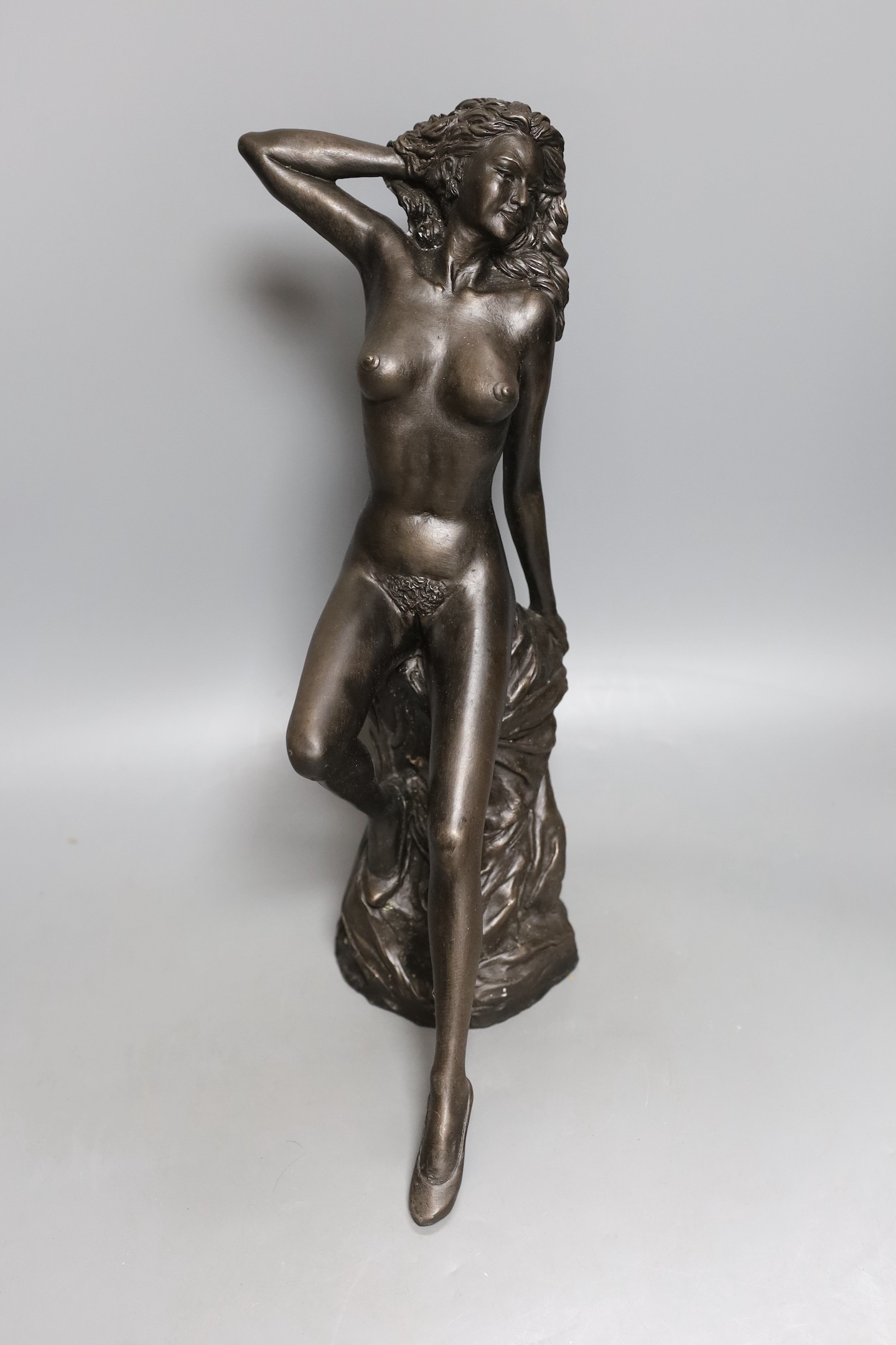 Ronald Cameron (b.1930), cold cast resin bronze, seated female nude, applied badge and numbered 105/450